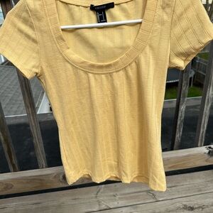 Forever 21 Yellow Fitted Short Sleeve Tee